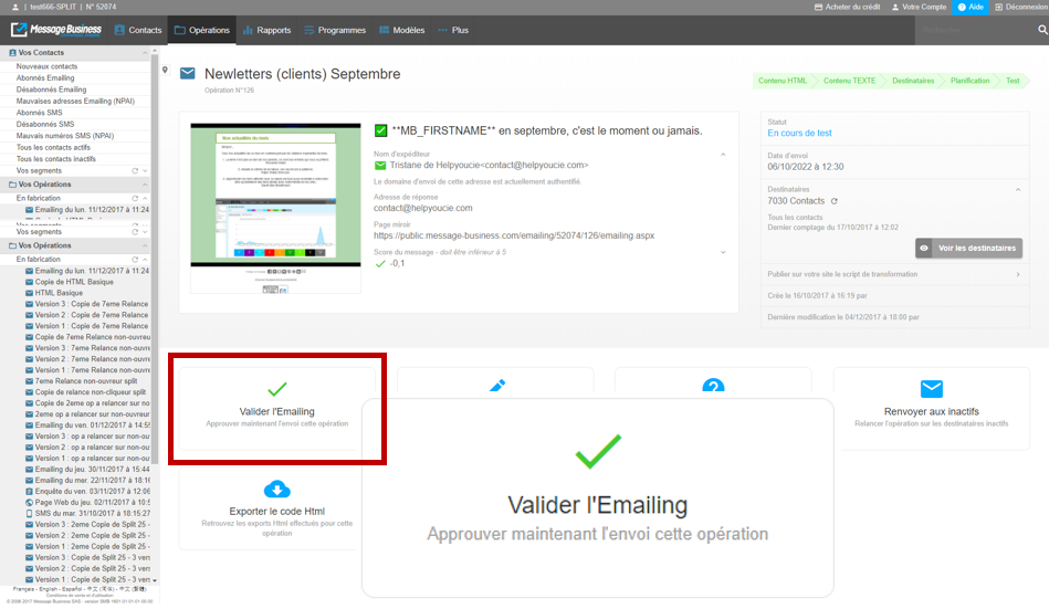Valider-emailing