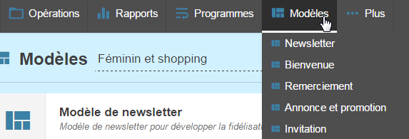 Créez un nouveau emailing depuis un modèle Message Business Créez un nouveau emailing depuis un modèle
