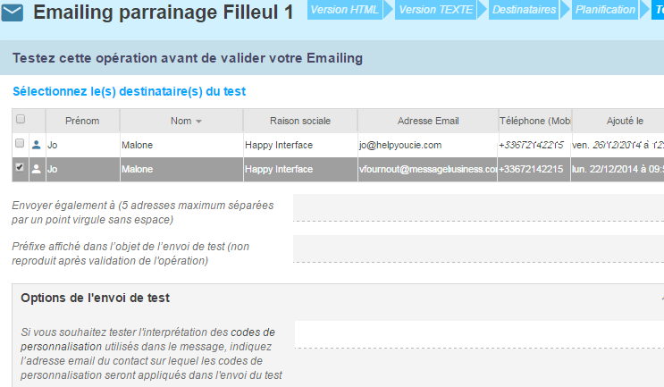 Exemple édition emailing étape 5 Exemple édition emailing étape 5