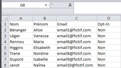 Créez un fichier CSV pour importer vos désabonnés