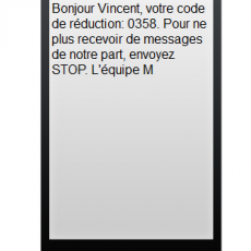 SMS rédigé à l'aide de l'application Message Business. Exemple de procédure de désabonnement.