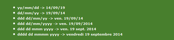 Exemple d'une personnalisation du champ Date pour un contact dont la valeur est 19/09/2014