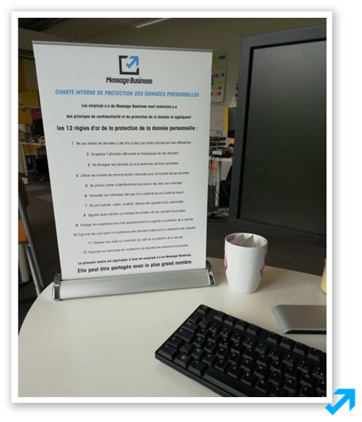 Photo de la charte interne de la protection des données Message Business
