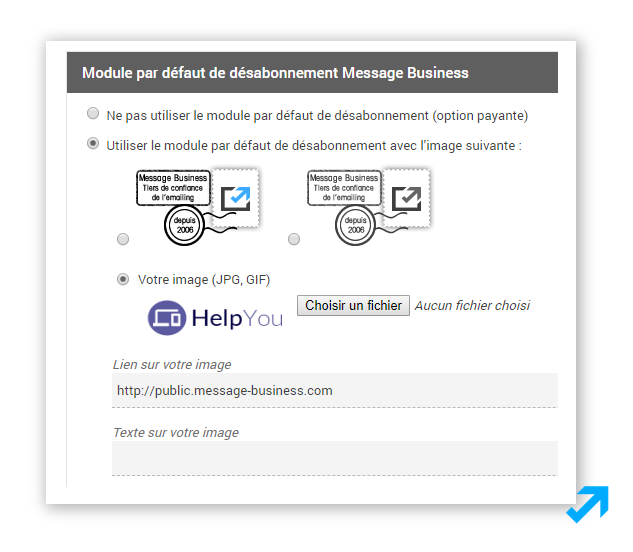 Module de désabonnement de l'application Message Business