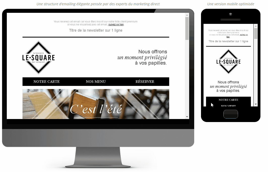 Modèle Le Square de la Collection emailings Message Business