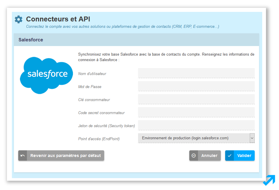 Connectez votre CRM Salesforce avec votre solution Emailing et Marketing Automation Message Business