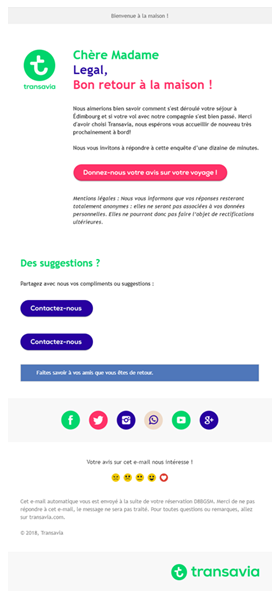 Enquête de satisfaction transport aérien - Transavia