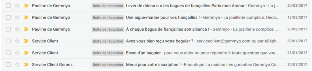 Séquençage du scénario Marketing Automation Gemmyo