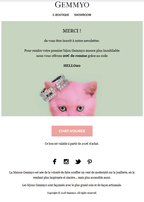 Emailing de bienvenue Gemmyo